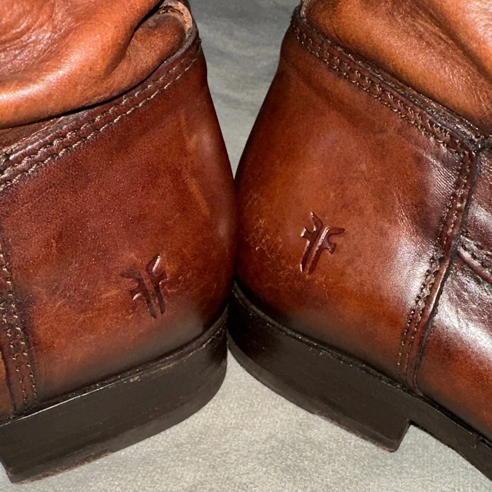 Frye Brown Leather Melissa  Lace up zip women’s